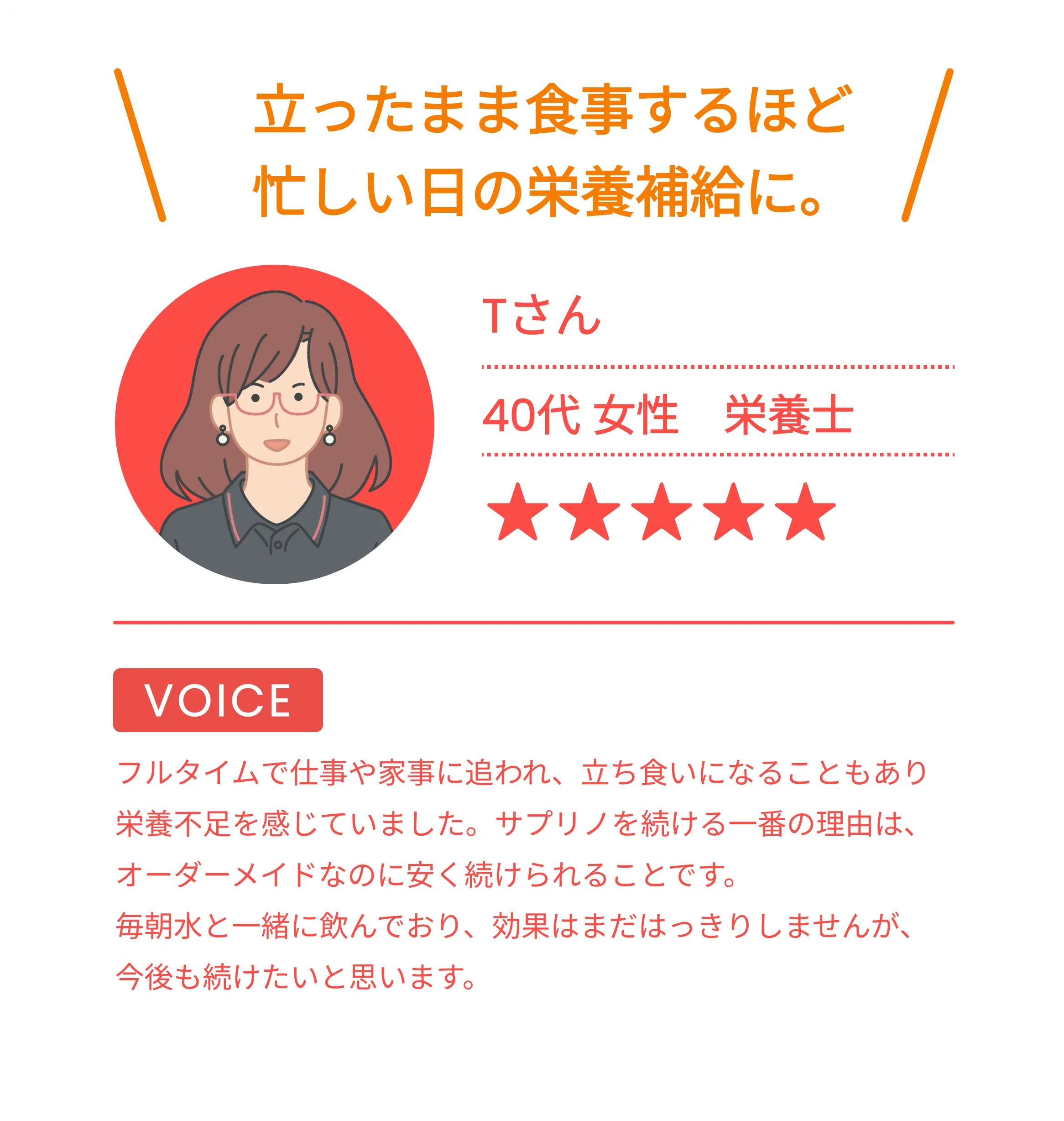 立ったまま食事するほど忙しい日の栄養補給に。
